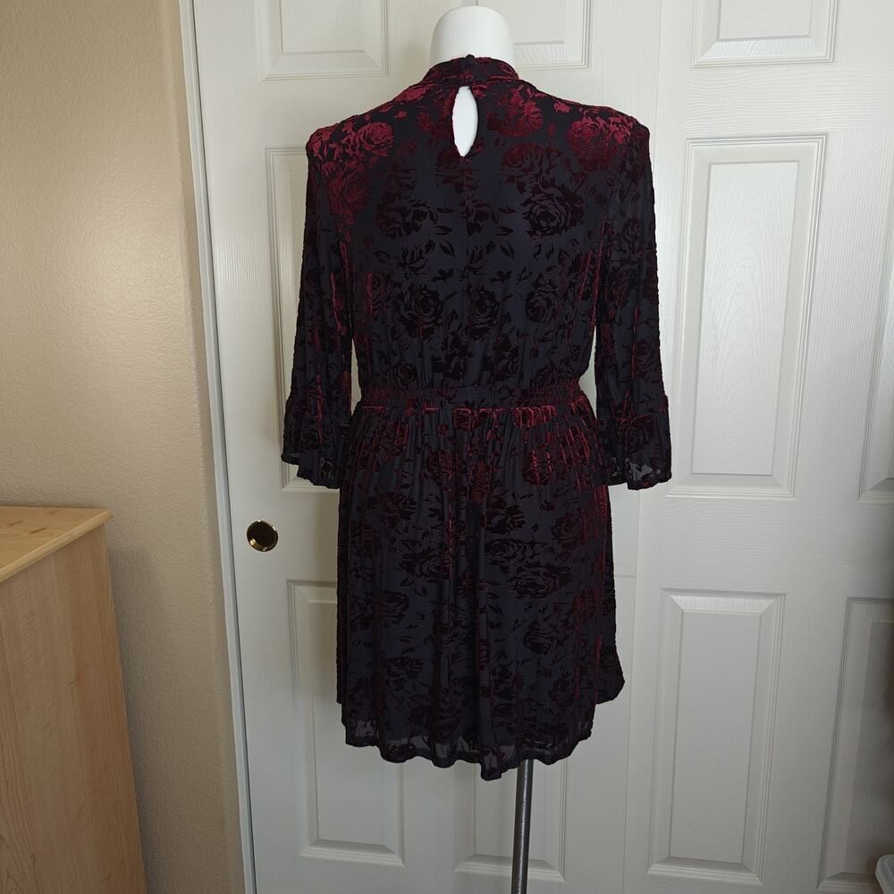 ModCloth mock neck velvet floral mini dress sz XL - Picture 6 of 13